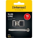 Intenso Slim Line unità flash USB 16 GB USB tipo A 3.2 Gen 1 (3.1 Gen 1) Nero Nero, 16 GB, USB tipo A, 3.2 Gen 1 (3.1 Gen 1), 100 MB/s, Cuffia, Nero