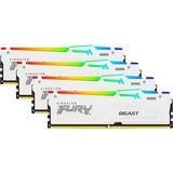 Kingston FURY FURY Beast 128 GB 5600 MT/s DDR5 CL40 DIMM (Kit da 4 moduli) White RGB XMP, Memoria bianco, 128 GB, 4 x 32 GB, DDR5, 288-pin DIMM