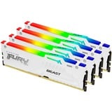 Kingston FURY FURY Beast 128 GB 5600 MT/s DDR5 CL40 DIMM (Kit da 4 moduli) White RGB XMP, Memoria bianco, 128 GB, 4 x 32 GB, DDR5, 288-pin DIMM