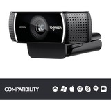 Logitech C922 Pro Stream webcam 1920 x 1080 Pixel USB Nero Nero, 1920 x 1080 Pixel, Full HD, 60 fps, 1280x720@60fps, 1920x1080@30fps, 720p, 1080p, H.264