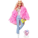 Mattel Extra Doll #3 in Pink Coat with Pet Unicorn-Pig Bambola alla moda, Femmina, 3 anno/i, Ragazza, Multicolore