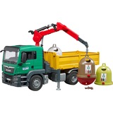bruder Man Tgs Camion Ribaltabile Con Campane Raccolta Vetro E Bottiglie Nero, Verde, Giallo, Modellino di dumper, Acrilonitrile butadiene stirene (ABS), 4 anno/i, 1:16, Non adatto per bambini con età inferiore ai 36 mesi