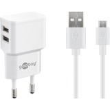 goobay Set di ricarica doppia Micro-USB 18 Watt, Caricabatterie bianco