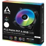 ARCTIC P12 PWM PST A-RGB 0dB Case per computer Ventilatore 12 cm Nero, Bianco 1 pz Nero, Ventilatore, 12 cm, 2000 Giri/min, 48,8 pdc/min, 82,91 m³/h, Nero, Bianco
