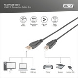 Digitus Cavo di collegamento USB 2.0 USB-A (spina) > USB-B (spina) Nero