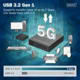 Digitus Set extender CAT USB 3.2 Gen1, 5Gbps, 100 metri, Estensione USB Nero