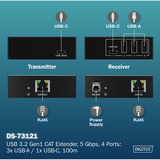 Digitus Set extender CAT USB 3.2 Gen1, 5Gbps, 100 metri, Estensione USB Nero