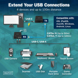 Digitus Set extender CAT USB 3.2 Gen1, 5Gbps, 100 metri, Estensione USB Nero