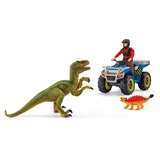 Schleich Dinosaurs Fuga su quad davanti al Velociraptor, Gioco figura Dinosaurs and volcano, Research station, 4 anno/i, Multicolore, Plastica