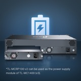 TP-Link TL-MC1400 V3 telaio dell'apparecchiatura di rete 2U grigio, 100-240V, 50/60 Hz, 9.5 V, 0 - 40 °C, -40 - 70 °C, 10 - 90%, Vendita al dettaglio