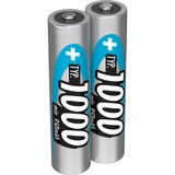 Ansmann Blister 2 X Accu, AAA, 1000mAh AAA / HR03 Nichel-Metallo Idruro (NiMH) argento, AAA, 1000mAh, AAA / HR03, Nichel-Metallo Idruro (NiMH), 1,2 V, 1000 mAh, Argento