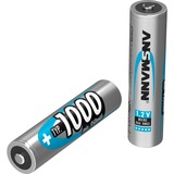 Ansmann Blister 2 X Accu, AAA, 1000mAh AAA / HR03 Nichel-Metallo Idruro (NiMH) argento, AAA, 1000mAh, AAA / HR03, Nichel-Metallo Idruro (NiMH), 1,2 V, 1000 mAh, Argento