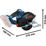 Bosch GKM 18V-50 PROFESSIONAL 13,6 cm Nero, Blu, Rosso 4250 Giri/min, Sega circolare blu/Nero, Metallo, Nero, Blu, Rosso, 13,6 cm, 4250 Giri/min, 2 cm, Batteria