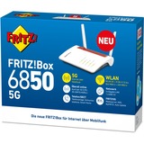 FRITZ! FRITZ!Box 6850 5G, Router WIRELESS LTE Box 6850 5G, Wi-Fi 5 (802.11ac), Dual-band (2.4 GHz/5 GHz), Collegamento ethernet LAN, 3G, Nero, Rosso, Bianco, Router da tavolo