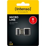 Intenso Micro Line unità flash USB 8 GB USB tipo A 2.0 Nero Nero, 8 GB, USB tipo A, 2.0, 16,5 MB/s, Cuffia, Nero