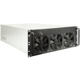 Inter-Tech 4F28 Supporto Nero, Argento, Server case Nero, Supporto, Nero, Argento, ATX, EATX, Mini-ITX, uATX, Acciaio, 4U, 15,5 cm