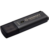 Kingston IronKey Locker+ 50 G2 64 GB, Chiavetta USB antracite, FIPS 197, AES-256, 64 GB, USB tipo A, 3.2 Gen 1 (3.1 Gen 1), 145 MB/s, Cuffia, Nero