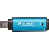 Kingston IronKey Vault Privacy 50 unità flash USB 8 GB USB tipo A 3.2 Gen 1 (3.1 Gen 1) Blu celeste/Nero, 8 GB, USB tipo A, 3.2 Gen 1 (3.1 Gen 1), 250 MB/s, Cuffia, Blu