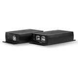 Lindy 42710 estensore KVM Trasmettitore e ricevitore, Estensione USB Nero, Trasmettitore e ricevitore, Cablato, 140 m, Cat5e, Cat6, Nero, Alluminio