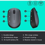 Logitech M170 Grey-K mouse Ambidestro RF Wireless Ottico 1000 DPI grigio, Ambidestro, Ottico, RF Wireless, 1000 DPI, Grigio