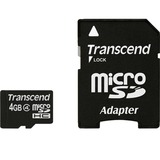 Transcend 4 GB microSDHC Classe 4 4 GB, MicroSDHC, Classe 4, 4 MB/s, Nero