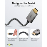 goobay Cavo adattatore USB in tessuto, connettore USB-C > connettore HDMI, 4K / 60Hz Nero/Argento