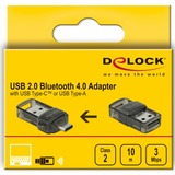 DeLOCK USB 2.0 Bluetooth 4.0 Adapter 2 in 1 USB Type-C™ or Type-A 3 Mbit/s, Adattatore Bluetooth Wireless, USB, Bluetooth, 3 Mbit/s, Trasparente