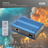 Digitus Convertitore di media industriale 10/100/1000 Base-TX a 1000 Base-FX, Media Converter 