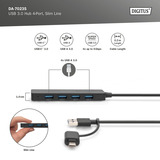 Digitus Hub USB 3.0 4 porte linea sottile Nero