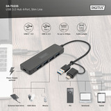 Digitus Hub USB 3.0 4 porte linea sottile Nero