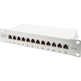 Digitus Pannello patch 10" DN-91612S-EA-G, 12 porte, Cat.6a, Patch Panel grigio