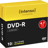 Intenso DVD-R 4.7GB, 16x 4,7 GB 10 pz, Supporti vergini DVD 16x, DVD-R, 120 mm, Custodia per CD, 10 pz, 4,7 GB