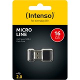 Intenso Micro Line unità flash USB 16 GB USB tipo A 2.0 Nero Nero, 16 GB, USB tipo A, 2.0, 16,5 MB/s, Cuffia, Nero