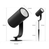 Philips Hue Faretto per esterni Lily, Luce LED Nero, Philips Hue White and Color ambiance Faretto per esterni Lily, Luce a sospensione intelligente, ZigBee, Nero, LED, Alluminio, Lampadina/e non sostituibile/i