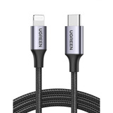 UGREEN 60759 cavo per cellulare Nero, Argento 1 m USB C Lightning 1 m, USB C, Lightning, Nero, Argento, Maschio, Maschio