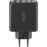 goobay Caricatore rapido multiporto USB-C, PD, GaN, 68 Watt, Caricabatterie Nero
