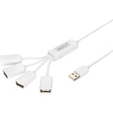 Digitus Hub USB Slim Spider, connettore USB-A 2.0 > 4x porta USB-A bianco
