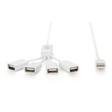 Digitus Hub USB Slim Spider, connettore USB-A 2.0 > 4x porta USB-A bianco