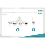 Digitus Hub USB Slim Spider, connettore USB-A 2.0 > 4x porta USB-A bianco