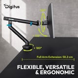 Digitus Supporto per monitor design singolo, 35", 10 kg, Base per monitor Nero