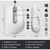 Logitech Anywhere 3 for Business mouse Mano destra Bluetooth Laser 4000 DPI grigio chiaro, Mano destra, Laser, Bluetooth, 4000 DPI, Grigio