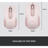 Logitech Signature M650 mouse Mano destra RF senza fili + Bluetooth Ottico 2000 DPI rosa, Mano destra, Ottico, RF senza fili + Bluetooth, 2000 DPI, Rosa