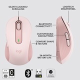 Logitech Signature M650 mouse Mano destra RF senza fili + Bluetooth Ottico 2000 DPI rosa, Mano destra, Ottico, RF senza fili + Bluetooth, 2000 DPI, Rosa