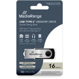 MediaRange USB Type-C 16 GB, Chiavetta USB Nero/Argento