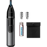 Philips 3000 series Rifinitore Taglia Peli Naso e Orecchie NT3650/16, Tagliapeli Naso ed Orecchie grigio/Nero, Grigio, Acciaio inox, Batteria, Stilo AA, Alcalino
