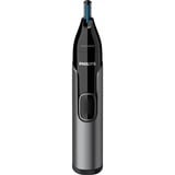 Philips Serie 3000 Rifinitore Taglia Peli Naso e Orecchie NT3650/16, Tagliapeli Naso ed Orecchie grigio/Nero, Grigio, Acciaio inox, Batteria, Stilo AA, Alcalino