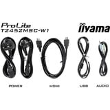 iiyama ProLite T2452MSC-W1 Monitor PC 60,5 cm (23.8") 1920 x 1080 Pixel Full HD LCD Touch screen Multi utente Bianco, Monitor LED bianco/Nero, 60,5 cm (23.8"), 1920 x 1080 Pixel, Full HD, LCD, 14 ms, Bianco