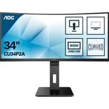 AOC P2 CU34P2A Monitor PC 86,4 cm (34") 3440 x 1440 Pixel Quad HD LED Nero, Monitor LED Nero, 86,4 cm (34"), 3440 x 1440 Pixel, Quad HD, LED, 4 ms, Nero