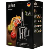 Braun MultiQuick 7 MQ 7045X 1,25 L Frullatore ad immersione 1000 W Nero, Acciaio inossidabile Nero/in acciaio inox, Frullatore ad immersione, 1,25 L, Tritaghiaccio, 1,2 m, 1000 W, Nero, Acciaio inossidabile