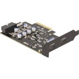 DeLOCK PCIe x4 a 2x USB C + 1 x USB interno 10 Gbps Tipo-E Key A + 19 pin, Scheda di interfaccia 